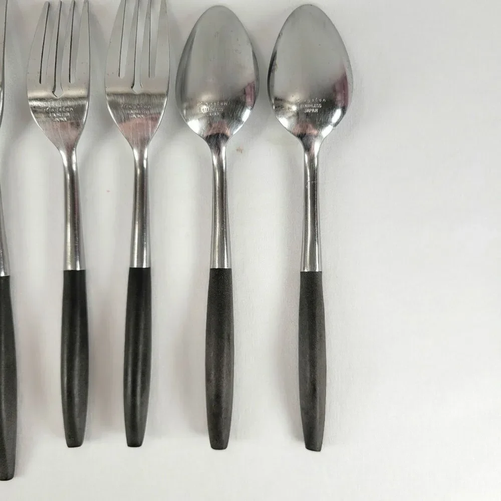 Kingston KGS2 Stainless Flatware Japan Black Handle MCM Minimalist 8-Piece Set